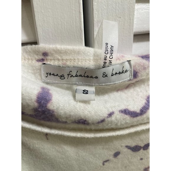 Young Fabulous & Broke Blue Purple Tye Dye Slouchy Oversized Pullover Sweatshirt - Picture 3 of 4